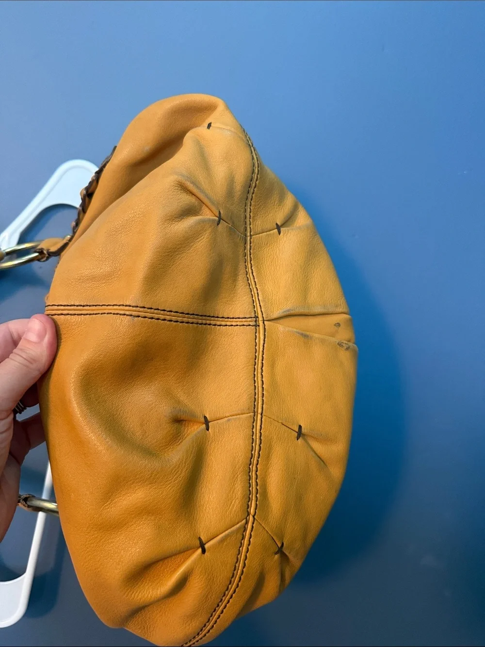 Vintage Banana Republic Mustard Tan Leather Hobo Bag